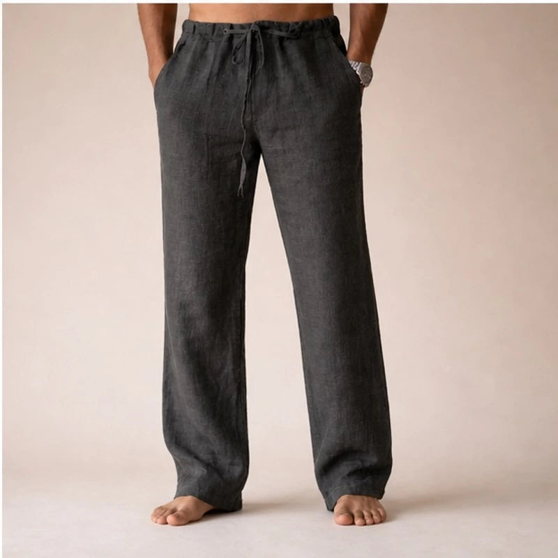 Emerson Linen Trousers - Dark Gray - tailored trousers - Brondals - Image 4