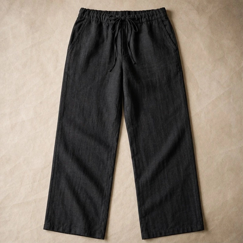 Emerson Linen Trousers - Black - Pants - Brondals - Image 1