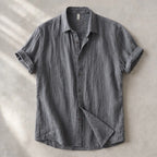 Esmond Short-Sleeve Linen Shirt - Gray - Shirt - Brondals - Image 1