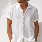 Esmond Short-Sleeve Linen Shirt - White - men's shirt - Brondals - Image 2