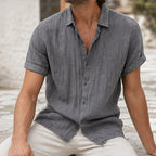 Esmond Short-Sleeve Linen Shirt - Gray - linen shirt - Brondals - Image 3