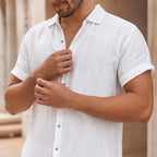 Esmond Short-Sleeve Linen Shirt - White - linen shirt - Brondals - Image 3