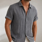 Esmond Short-Sleeve Linen Shirt - Gray - men's shirt - Brondals - Image 2