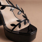 Eugenie Leaf Detail Heels - Black - heels - Brondals - Image 2