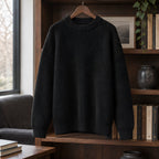 Ezra Men's Rib-Knit Crewneck Sweater - Black - Clothing > Tops > Crewneck Sweaters - Brondals - Image 2
