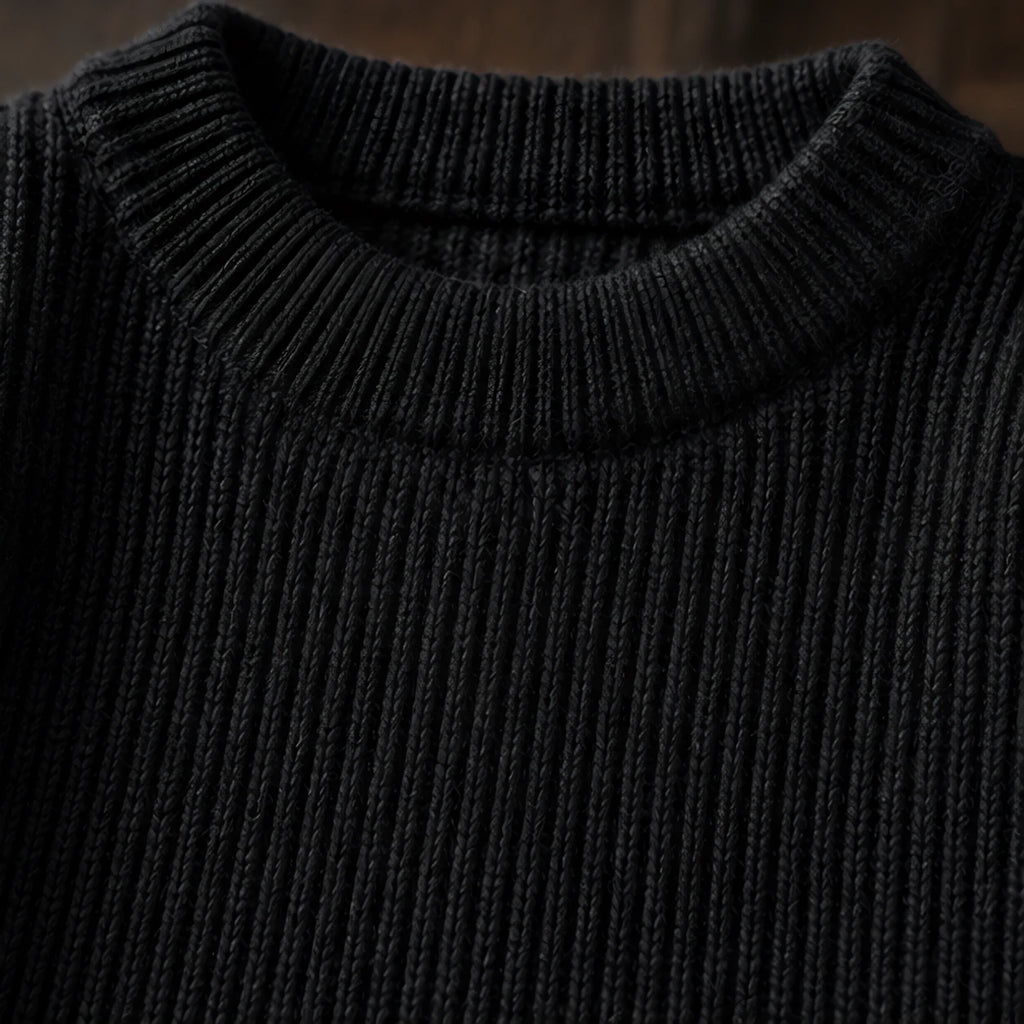 Ezra Men's Rib-Knit Crewneck Sweater - Black - male - Brondals - Image 3