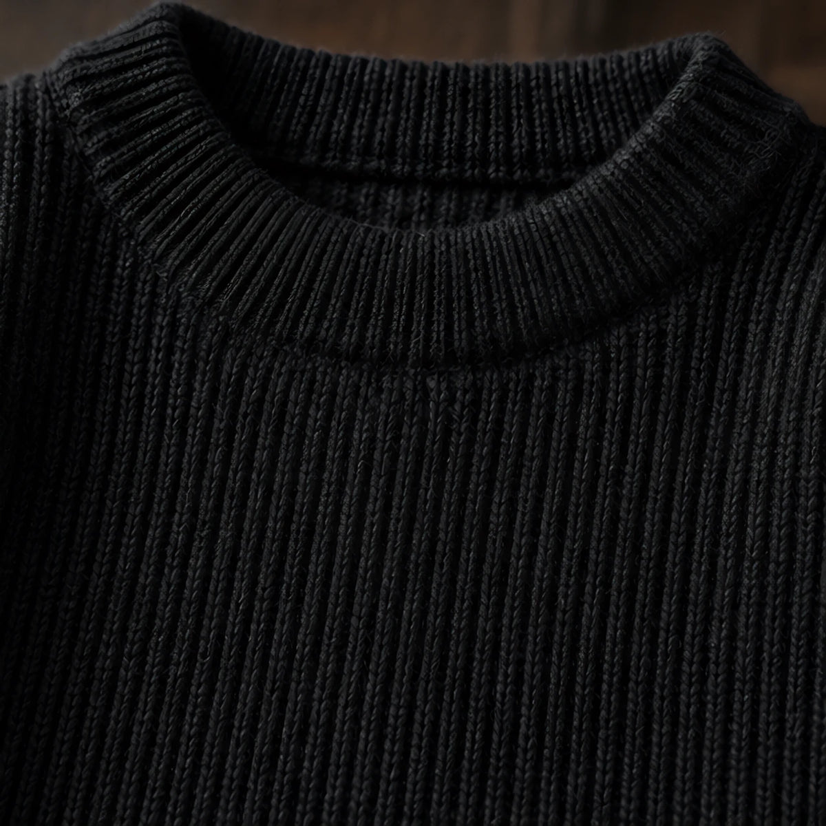 Ezra Men's Rib-Knit Crewneck Sweater - Black - male - Brondals - Image 3