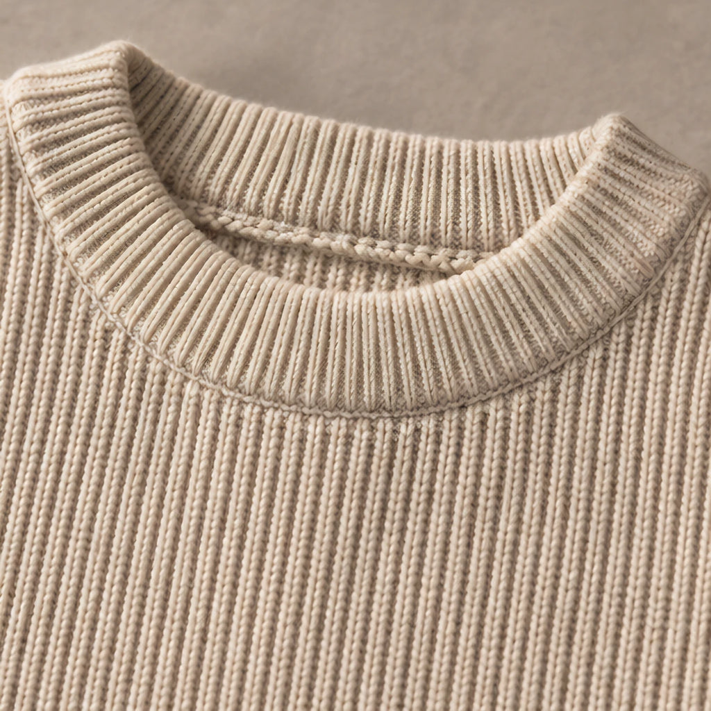 Ezra Men's Rib-Knit Crewneck Sweater - Beige - male - Brondals - Image 3