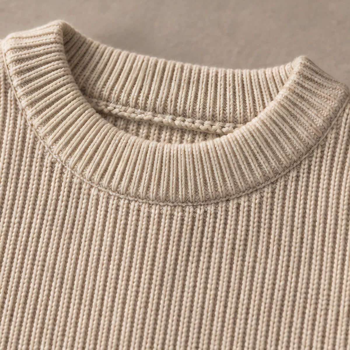 Ezra Men's Rib-Knit Crewneck Sweater - Beige - male - Brondals - Image 3