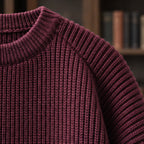 Ezra Men's Rib-Knit Crewneck Sweater - Burgundy - male - Brondals - Image 3