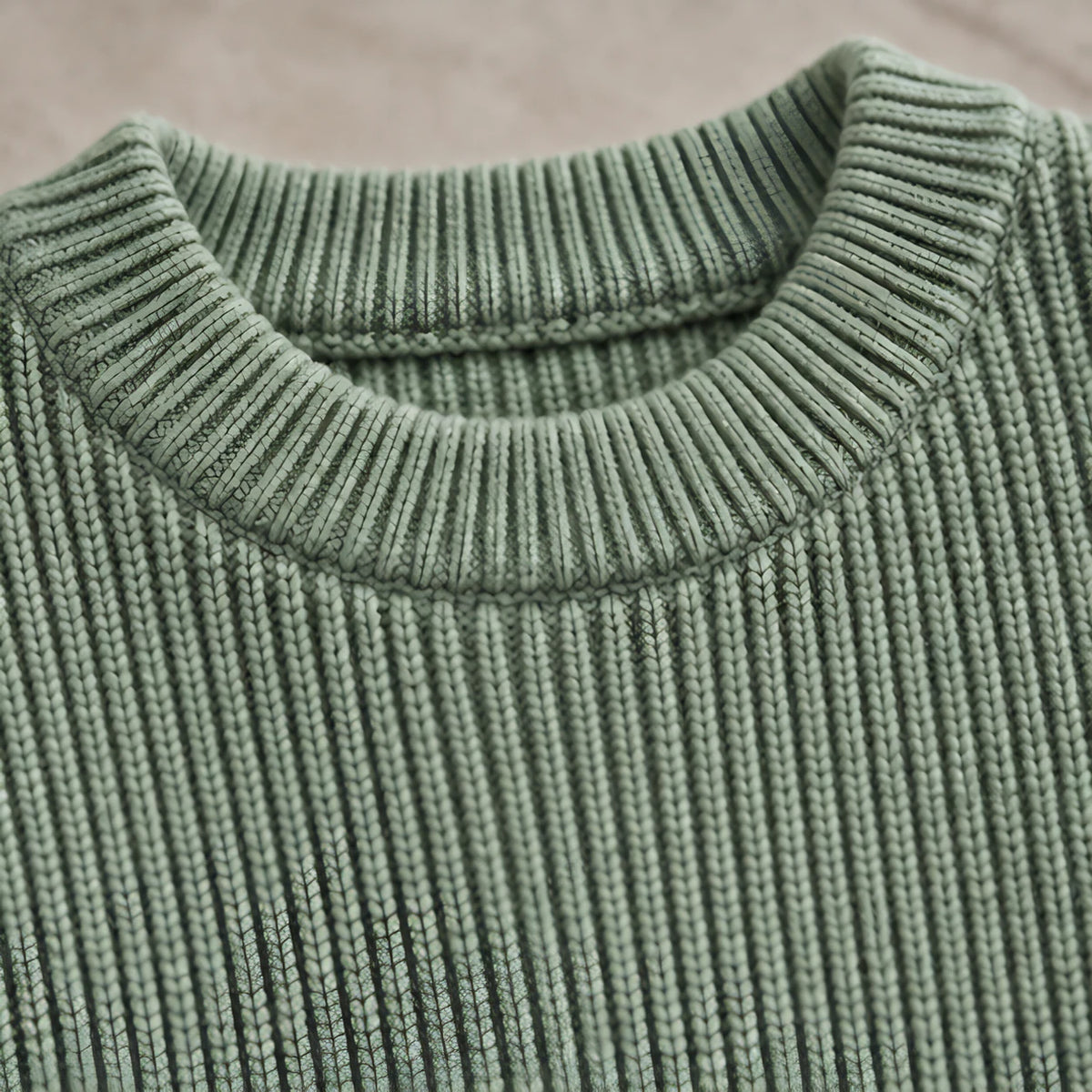 Ezra Men's Rib-Knit Crewneck Sweater - Green - male - Brondals - Image 3