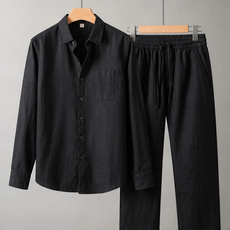 Falkner Relaxed Shirt and Trouser Set - Black / Black - Outfit Set - Brondals - Image 1