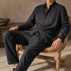 Falkner Relaxed Shirt and Trouser Set - Black / Black - linen set - Brondals - Image 2