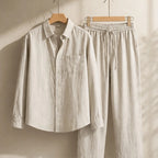 Falkner Relaxed Shirt and Trouser Set - Beige / Beige - Outfit Set - Brondals - Image 1