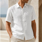 Farley Linen Short-Sleeve Shirt - White - men's shirt - Brondals - Image 2