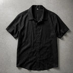 Farley Linen Short-Sleeve Shirt - Black - Shirt - Brondals - Image 1