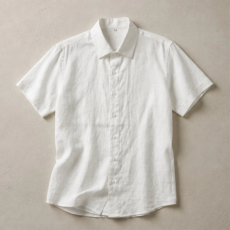 Farley Linen Short-Sleeve Shirt - White - Shirt - Brondals - Image 1