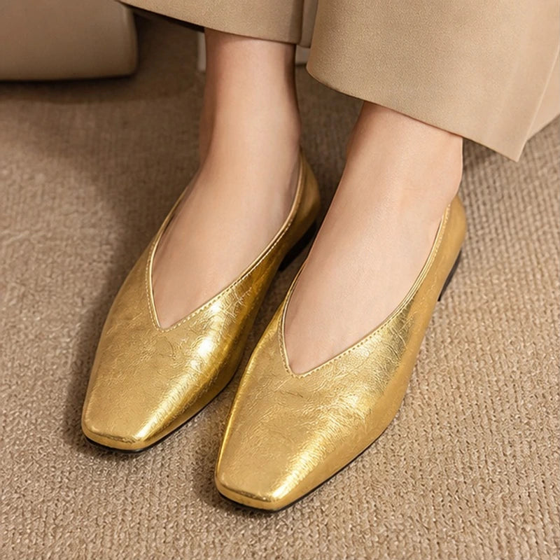 Fenna Low-Cut Leather Mule Flats - Gold - apparel - Brondals - Image 2