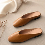 Fenna Low-Cut Leather Mule Flats - Brown - Footwear > Flats > Mule Flats - Brondals - Image 1