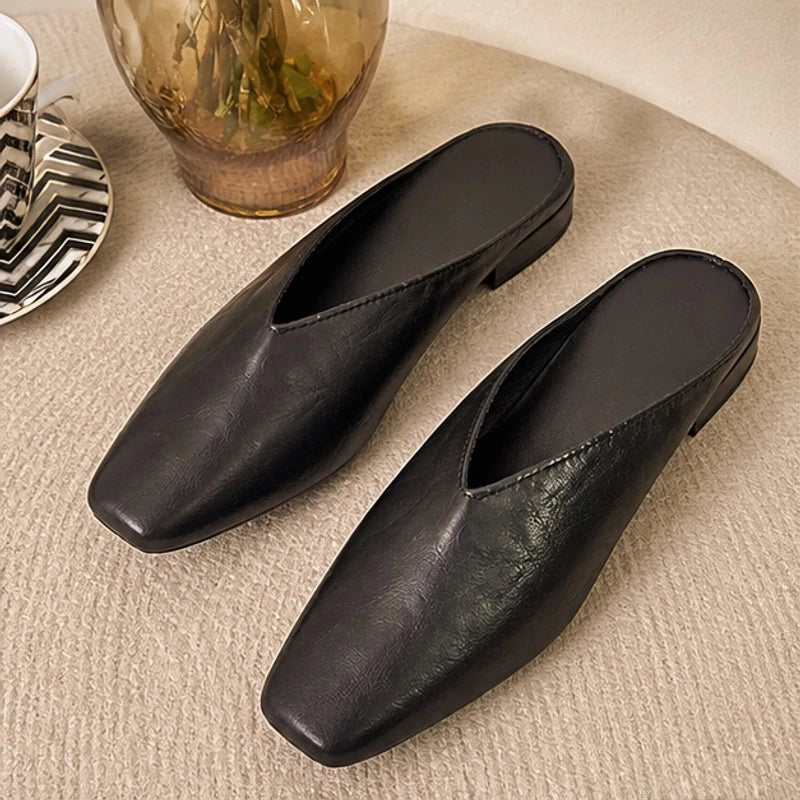 Fenna Low-Cut Leather Mule Flats - Black - Footwear > Flats > Mule Flats - Brondals - Image 1