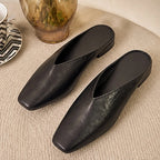 Fenna Low-Cut Leather Mule Flats - Black - Footwear > Flats > Mule Flats - Brondals - Image 1