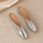 Fenna Low-Cut Leather Mule Flats - Silver - Footwear > Flats > Mule Flats - Brondals - Image 1