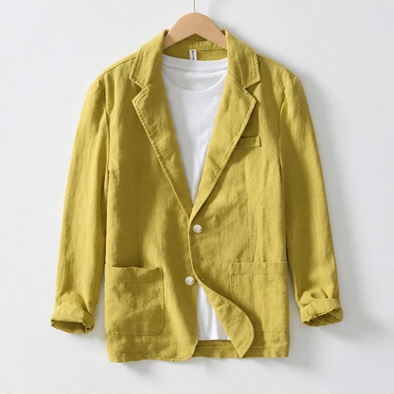 Finch Linen Blazer - Yellow - Jackets - Brondals - Image 1