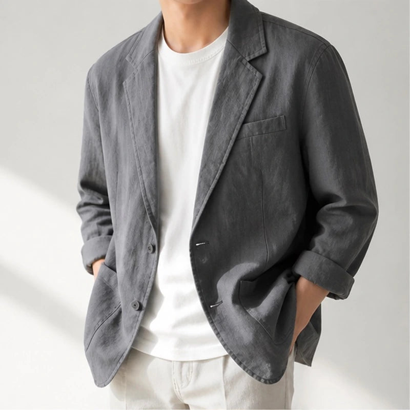 Finch Linen Blazer - Gray - men's blazer - Brondals - Image 2