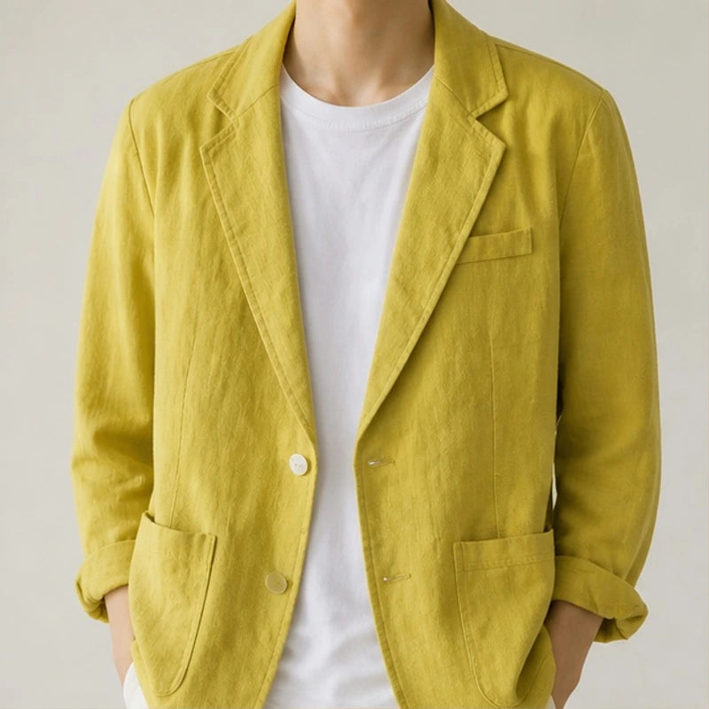 Finch Linen Blazer - Yellow - men's blazer - Brondals - Image 2