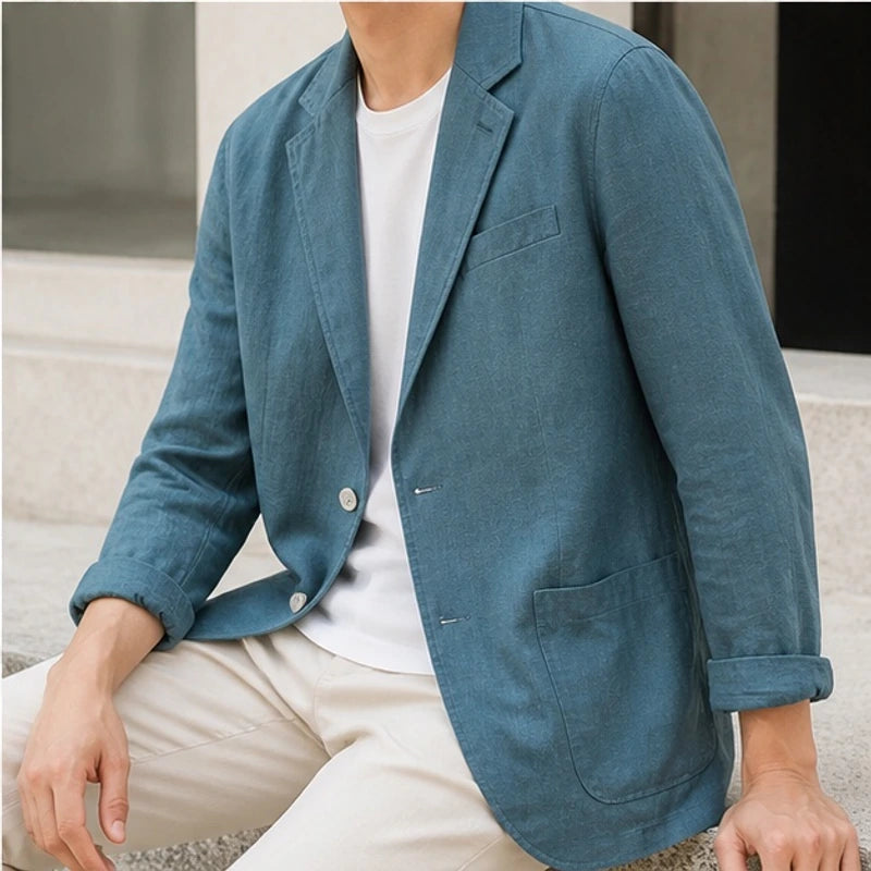 Finch Linen Blazer - Turquoise - linen blazer - Brondals - Image 3