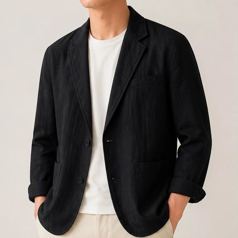 Finch Linen Blazer - Black - men's blazer - Brondals - Image 2