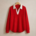 Fiora Long Sleeve Polo Shirt - Red - Department: Women - Brondals - Image 3