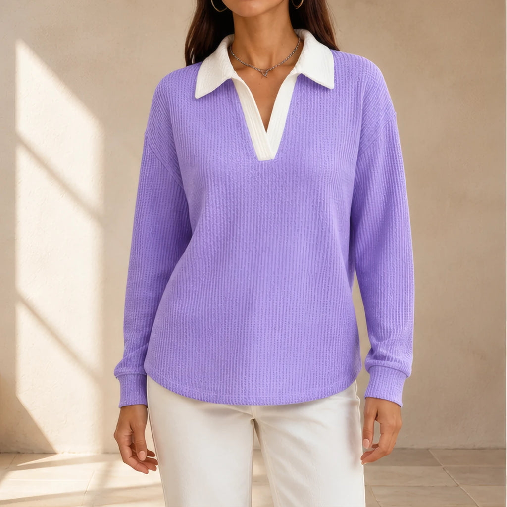 Fiora Long Sleeve Polo Shirt - Purple - Women's Clothing > Shirts > Polo Shirts - Brondals - Image 1
