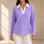 Fiora Long Sleeve Polo Shirt - Purple - Women's Clothing > Shirts > Polo Shirts - Brondals - Image 1