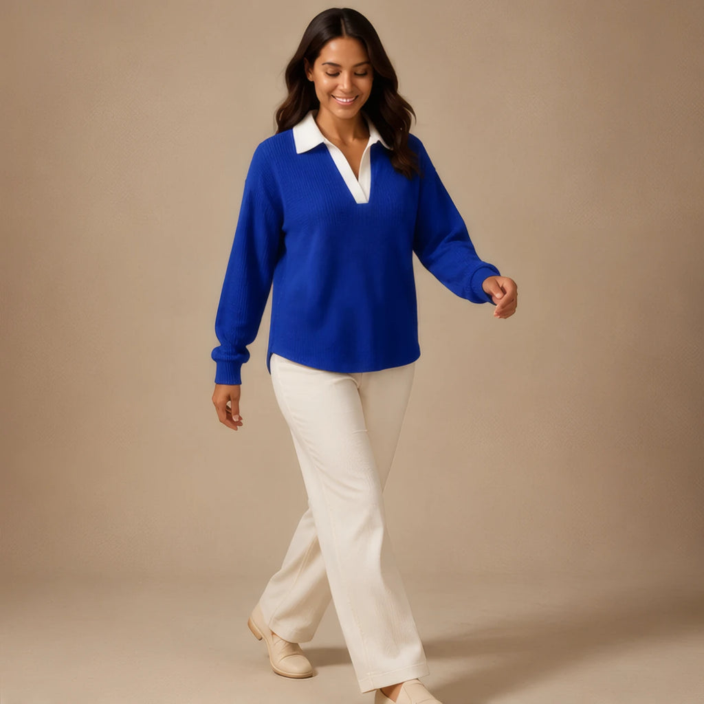 Fiora Long Sleeve Polo Shirt - Blue - Catalog Group: Clothing - Brondals - Image 2