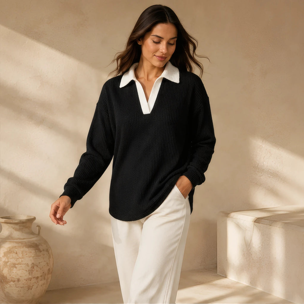 Fiora Long Sleeve Polo Shirt - Black - Catalog Group: Clothing - Brondals - Image 2