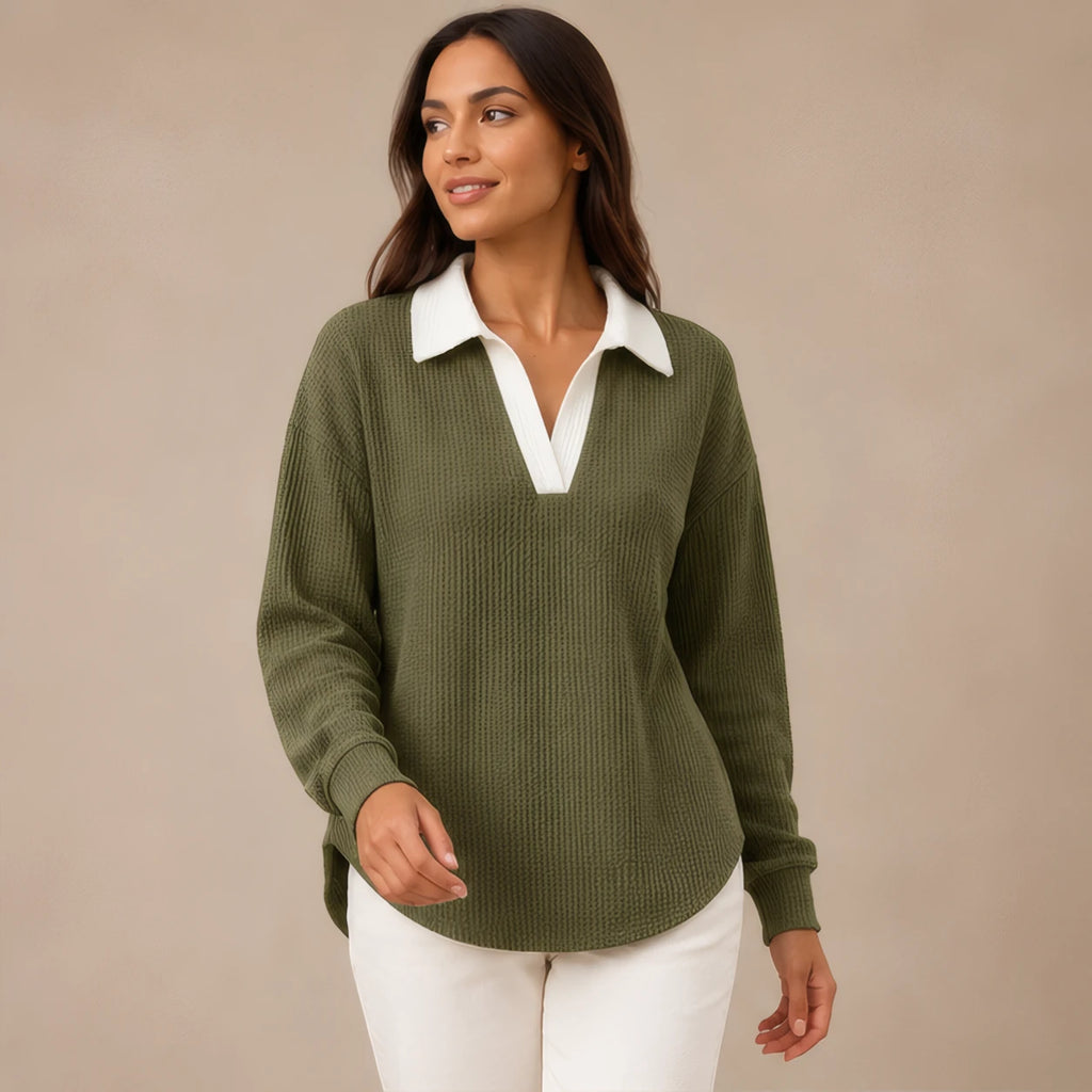 Fiora Long Sleeve Polo Shirt - Green - Catalog Group: Clothing - Brondals - Image 2