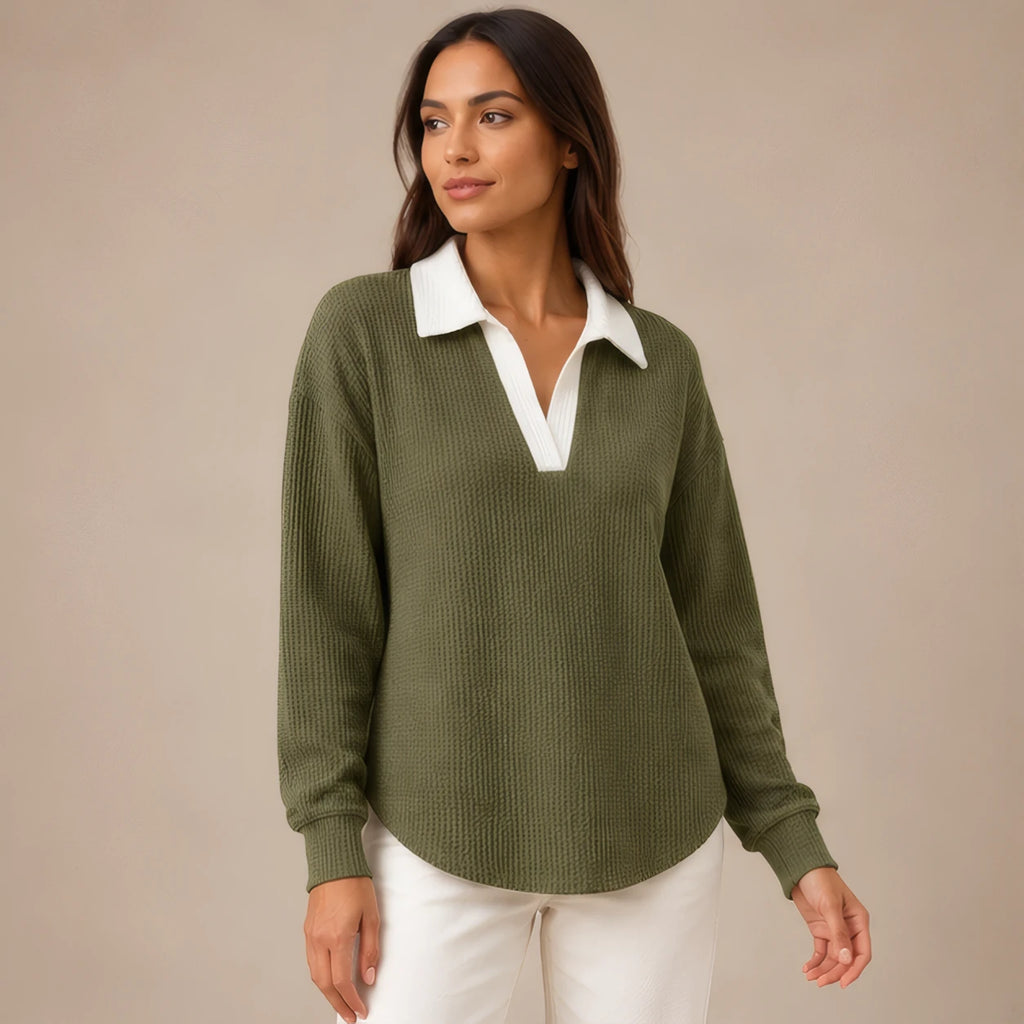 Fiora Long Sleeve Polo Shirt - Green - Women's Clothing > Shirts > Polo Shirts - Brondals - Image 1
