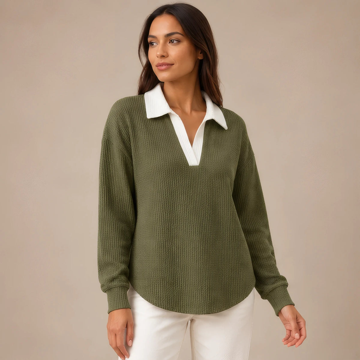 Fiora Long Sleeve Polo Shirt - Green - Women's Clothing > Shirts > Polo Shirts - Brondals - Image 1