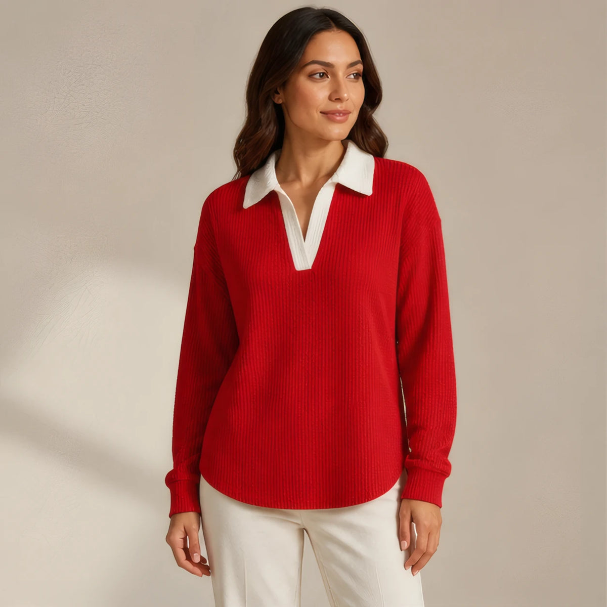 Fiora Long Sleeve Polo Shirt - Red - Women's Clothing > Shirts > Polo Shirts - Brondals - Image 1
