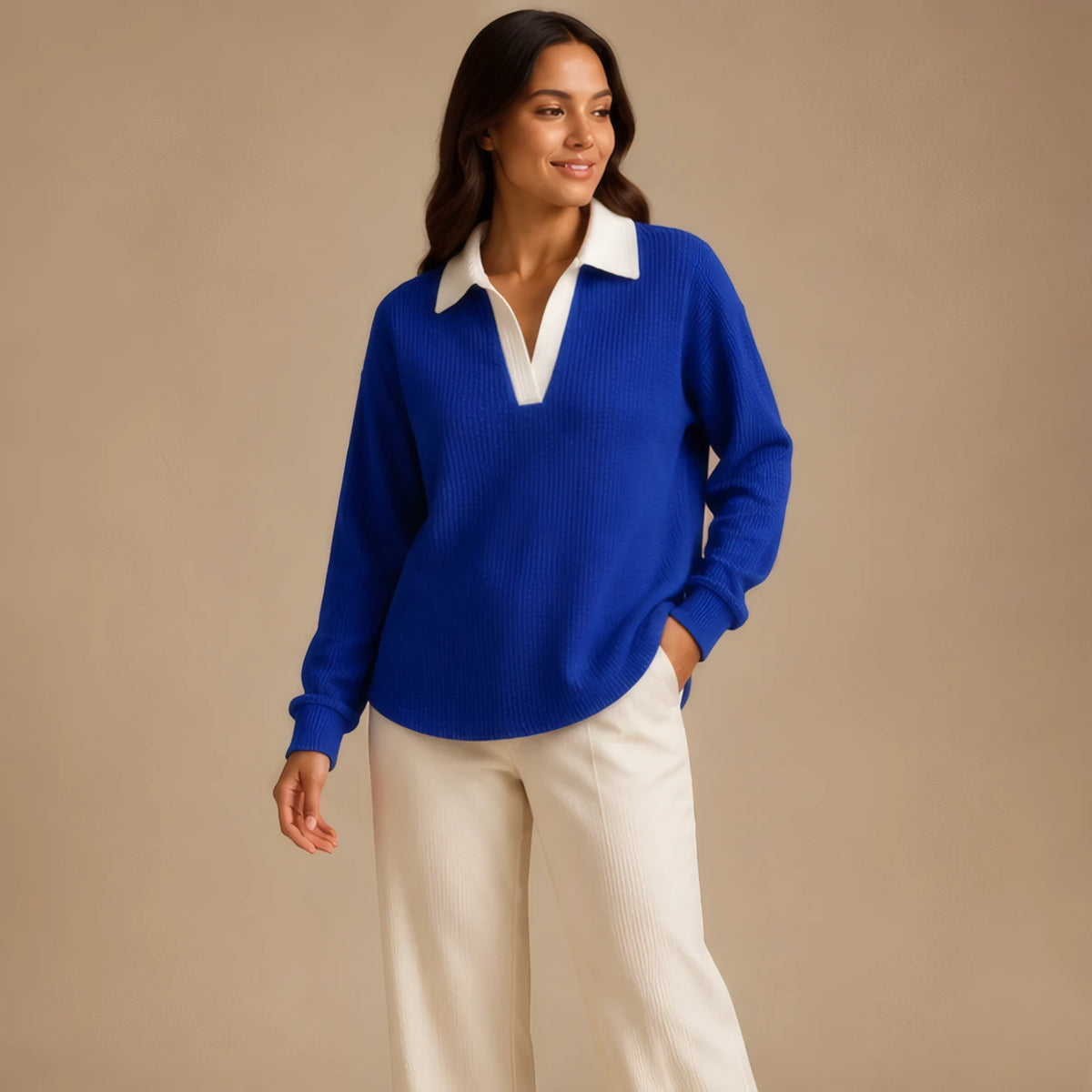Fiora Long Sleeve Polo Shirt - Blue - Women's Clothing > Shirts > Polo Shirts - Brondals - Image 1