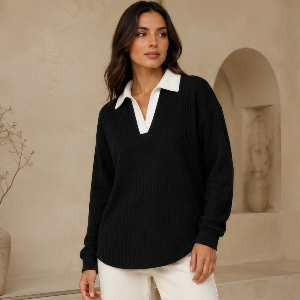 Fiora Long Sleeve Polo Shirt - Black - Women's Clothing > Shirts > Polo Shirts - Brondals - Image 1