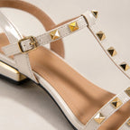 Fiorella Studded T-Strap Sandal - Cream - sandals - Brondals - Image 2