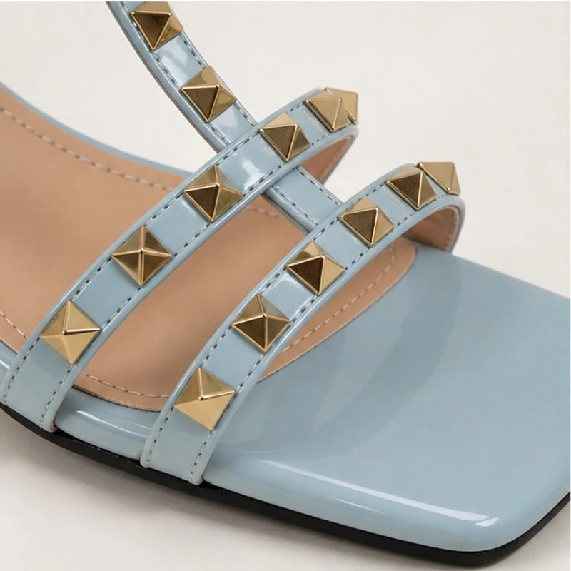 Fiorella Studded T-Strap Sandal - Blue - Sandals - Brondals - Image 1