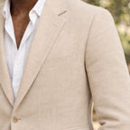 Fitzgerald Men's Smart Casual Blazer and Trouser Set - Beige - elegant outfit - Brondals - Image 4