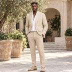 Fitzgerald Men's Smart Casual Blazer and Trouser Set - Beige - Men's Clothing > Suits > Two-Piece Suits - Brondals - Image 1