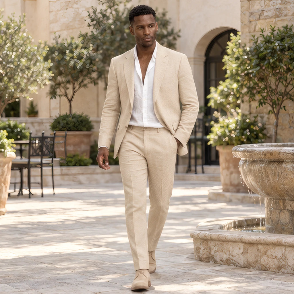 Fitzgerald Men's Smart Casual Blazer and Trouser Set - Beige - 17-04-2026 - Brondals - Image 2