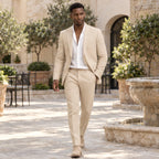 Fitzgerald Men's Smart Casual Blazer and Trouser Set - Beige - 17-04-2026 - Brondals - Image 2