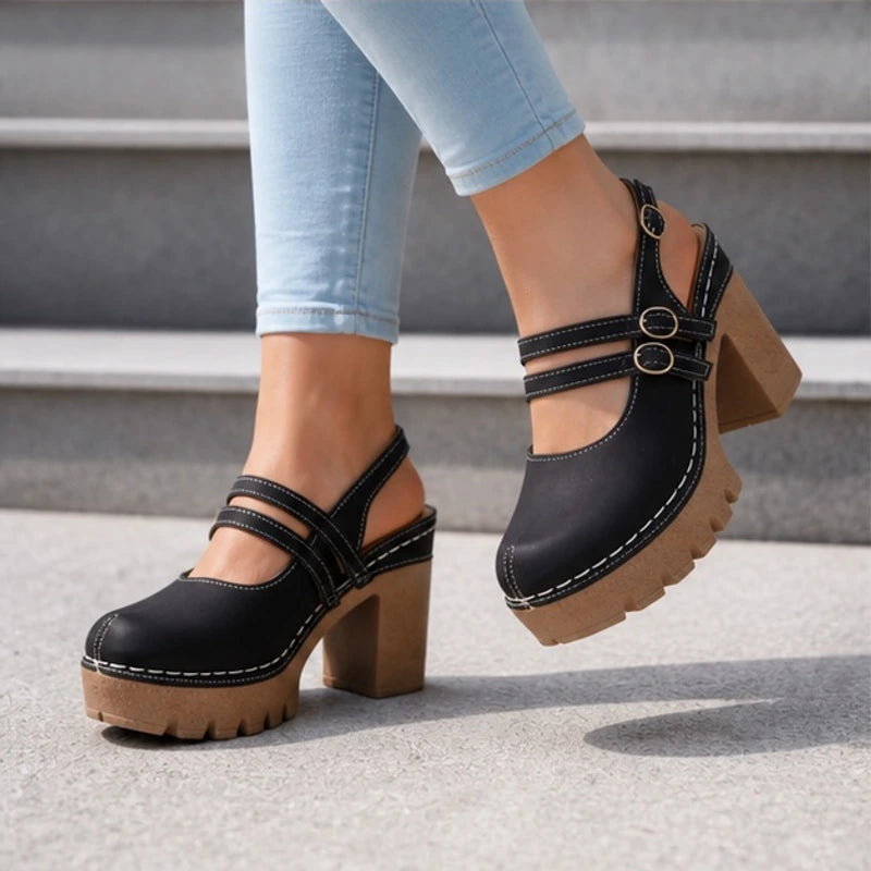 Flavia Slingback Heels - Black - platform heels - Brondals - Image 4