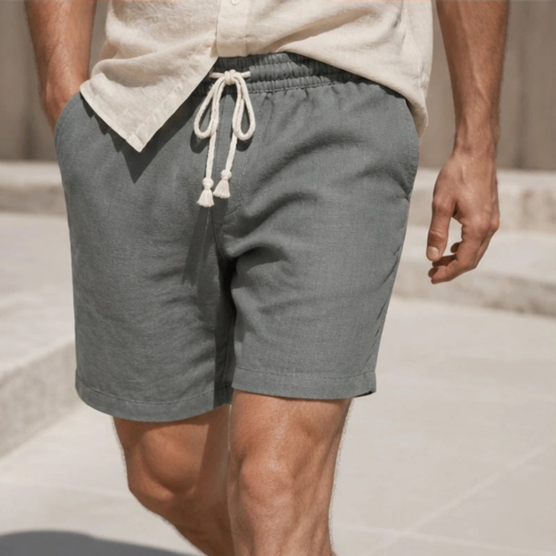 Fleming Linen Shorts - Slate - drawstring shorts - Brondals - Image 4
